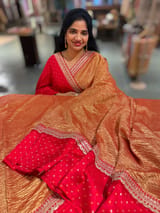 Red Crush Tissue Saree with Bandhini & Sabhya borders SS50398