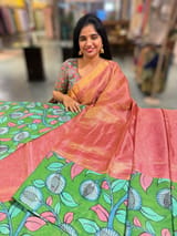 Pink Handloom Tissue & Pen kalamkari fusion Saree SS50405