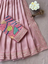 Dusty Pink Banarasi tonchoi with pen kalamkari Blouse : D62F020