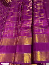 Purple Vintage Checks Kanjeevaram Saree