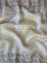Pastel Yellow shibori printed pure organza saree DSCL043
