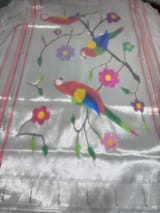 Silver Pure handloom paithani tissue  saree SS50374