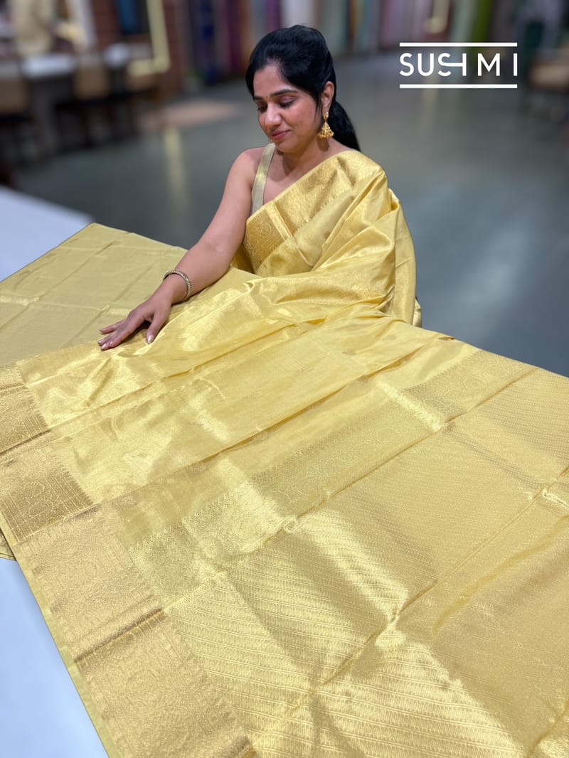 Light Gold Kanjeevaram Tissue Saree
