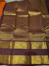 Rust Orange and Winish Brown Vintage  Kanchipuram Gap border Saree SS50174
