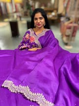 Purple Pure Organza Handwork Saree with heavy Designer Blouse SS50598