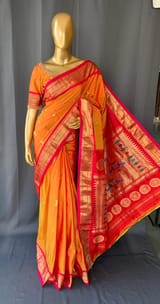Mustard Pure handloom yeola pythani Saree