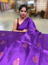 Brinjal Banarasi Handloom Dupion Rawsilk Saree : S62F102