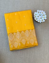 Yellow Poona Silk Saree with heavy weaving open Mashru border