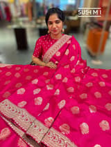 Pink Designer Banarasi Silk Saree