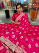 Pink Designer Banarasi Silk Saree