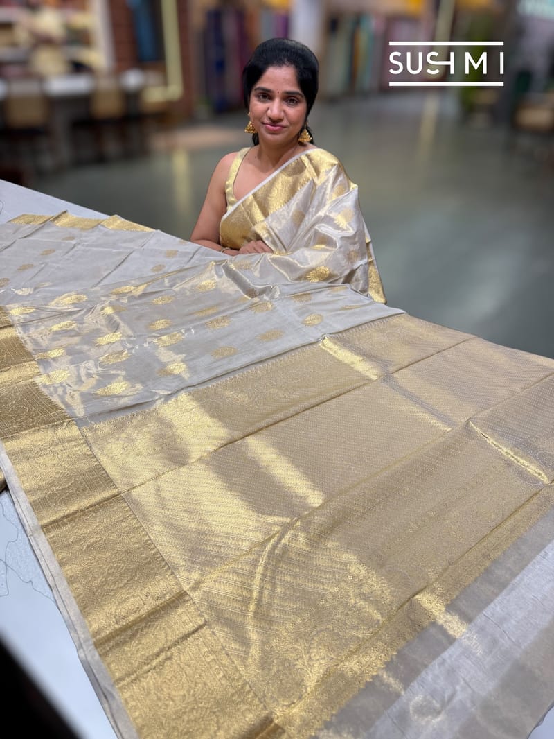 Pastel Tone Kanjeevaram Tissue Saree