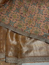 Peach Tissue checks Saree with sabhyasachi borders