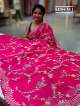 Pink Pure Organza with petite point embroidery: S62F171
