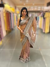 Mauve Tissue checks Saree with sabhyasachi borders