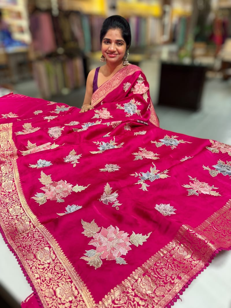 Pink Mashru Banaras with embroidery SS5012