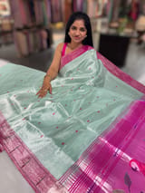 Mint Blue Pure handloom paithani tissue  saree
