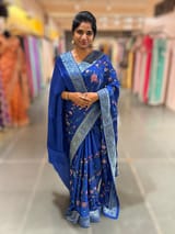 Royal Blue Mashru Banaras with petite Point embroidery SS5008