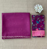 Wine tussar with fusion blouse SS50480