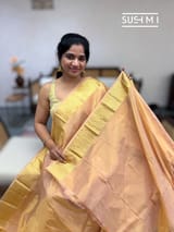 Peach Kanjeevaram Tissue Saree