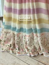 Stripe printed lenin with embroidered skirt border