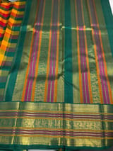 Multi color checks kanjeevaram saree