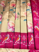 Chickoo & Pink combo Printed ikkath Patola saree SS50344