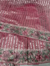 Coral Pink mul tissue Saree with embroidery