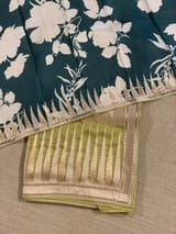 Lime Pure Organza With Temple Embroidered Border & Tussar Printed Blouse SS50297