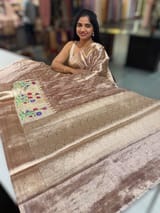 Antique brown banarasi tissue with embroidery SS50523