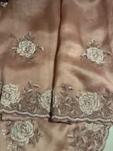 Nude Pink Organza with Rose handwork