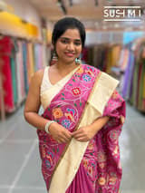 Rose Pink Pure tussar with patola inspired embroidery: S62F191