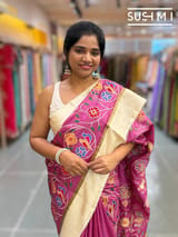 Rose Pink Pure tussar with patola inspired embroidery: S62F191
