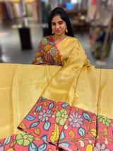 Light Gold Handloom Tissue & Pen kalamkari fusion Saree SS50406