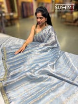 Cobalt Blue  banarasi checks tissue