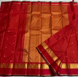 Orangish Red Vaira Oosi Checks Vintage Kanjeevaram Saree