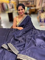 Midnight Blue  crepe Silk Saree