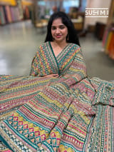 Printed crepe silk with allover sequnce : S62F129
