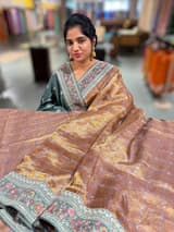 Mauve undertone Tissue checks Saree with sabhyasachi borders SS50395