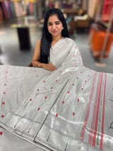 Silver Pure handloom paithani tissue  saree SS50374