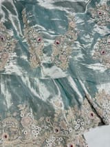 Pastel Blue tissue saree with heavy handwork SS50244