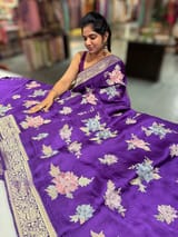 Purple Mashru Banaras with embroidery SS5014
