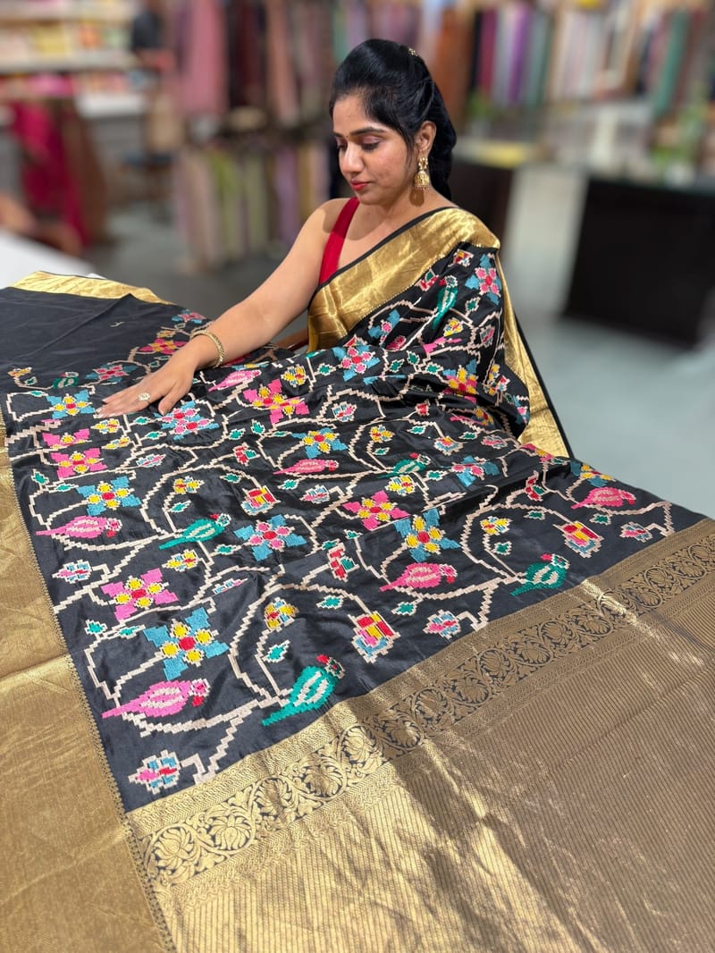 Black Kanjeevaram soft silk with embroidery SS50126