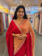 Red Crush Tissue Saree with Bandhini & Sabhya borders SS50399