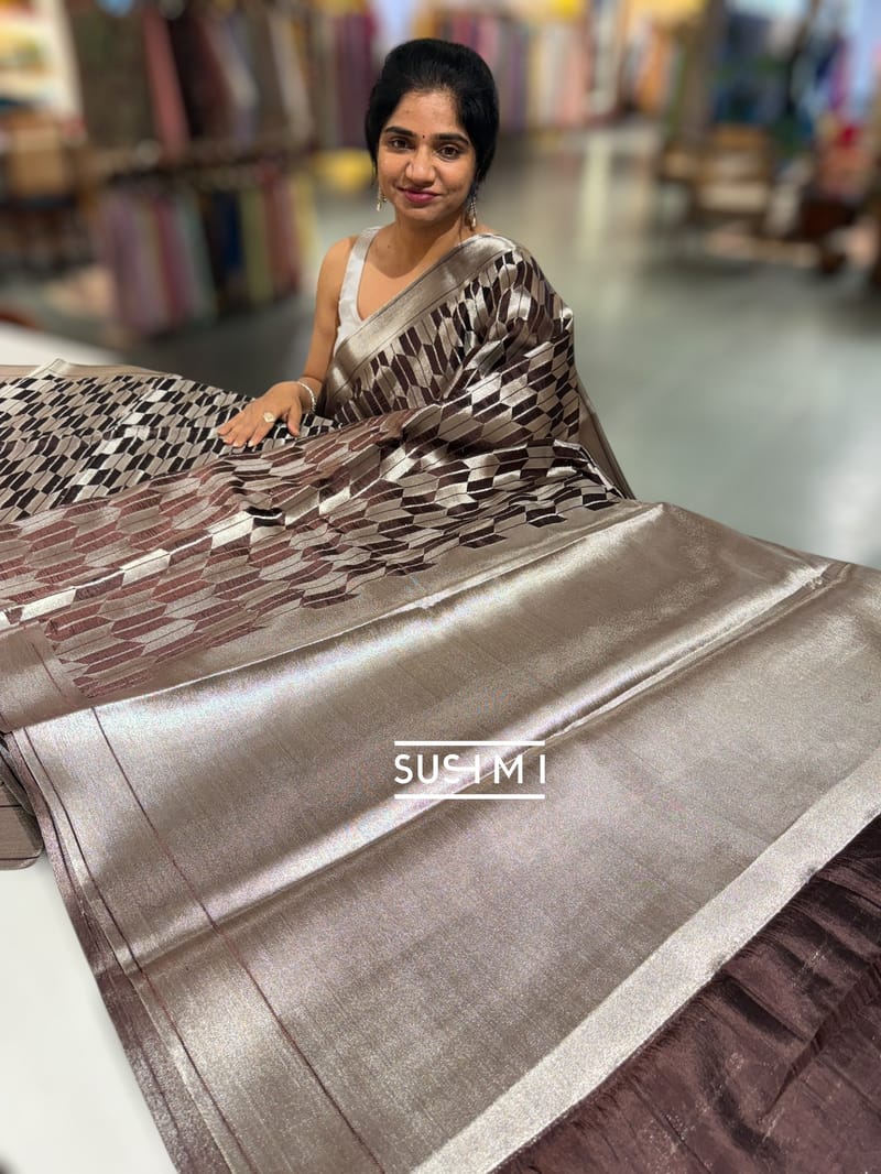 Coffee Brown Banarasi chinia brocade saree SS5090