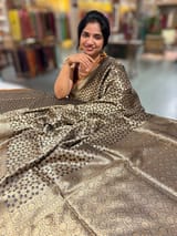 Black Banarasi Tanchoi Silk Saree