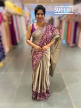 Greyish Silver tissue saree with banarasi and sabhyasachi borders : S62121