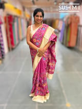 Rose Pink Pure tussar with patola inspired embroidery: S62F191