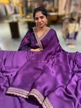 Brinjal Satin Saree