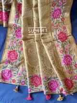Molten Gold Kanjeevaram Tissue Sareewith petite point embroidery : S62F088