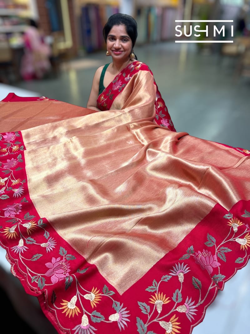 Banarasi Tissue with pythani inspired embroidery